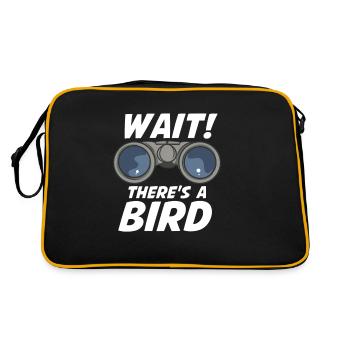 Wait There's A Bird Bird Vögel Vogelbeobachtung - Retro Tasche - Schwarz/Gold - Hinten