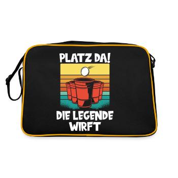 Platz da die Legende wirft Trinkspiel Beerpong - Retro Tasche - Schwarz/Gold - Hinten