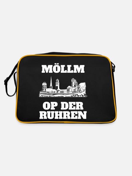Möllm op der Ruhren Mülheim an der Ruhr Ruhrpott - Retro Tasche - Schwarz/Gold - Hinten