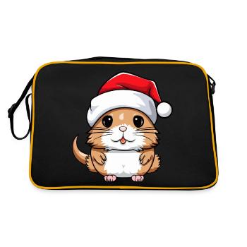 Hamster Weihnachten Tier Kopf - Retro Tasche - Schwarz/Gold - Hinten