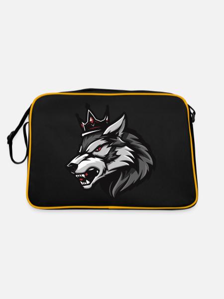 Wolf Krone - Retro Tasche - Schwarz/Gold - Hinten