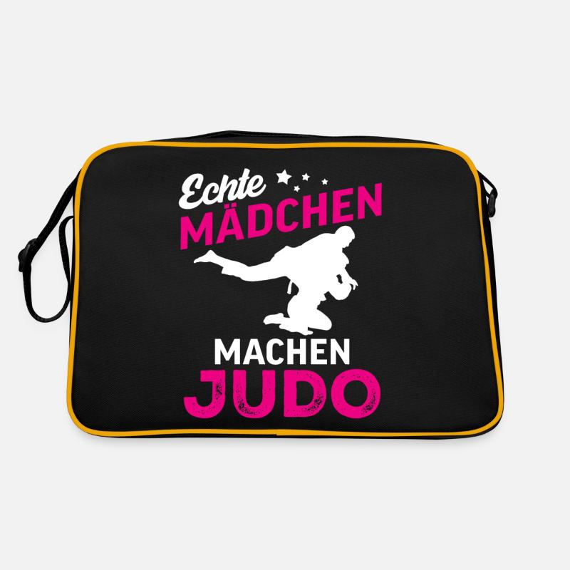 echte mädchen machen judo - Retro Tasche - Schwarz/Gold