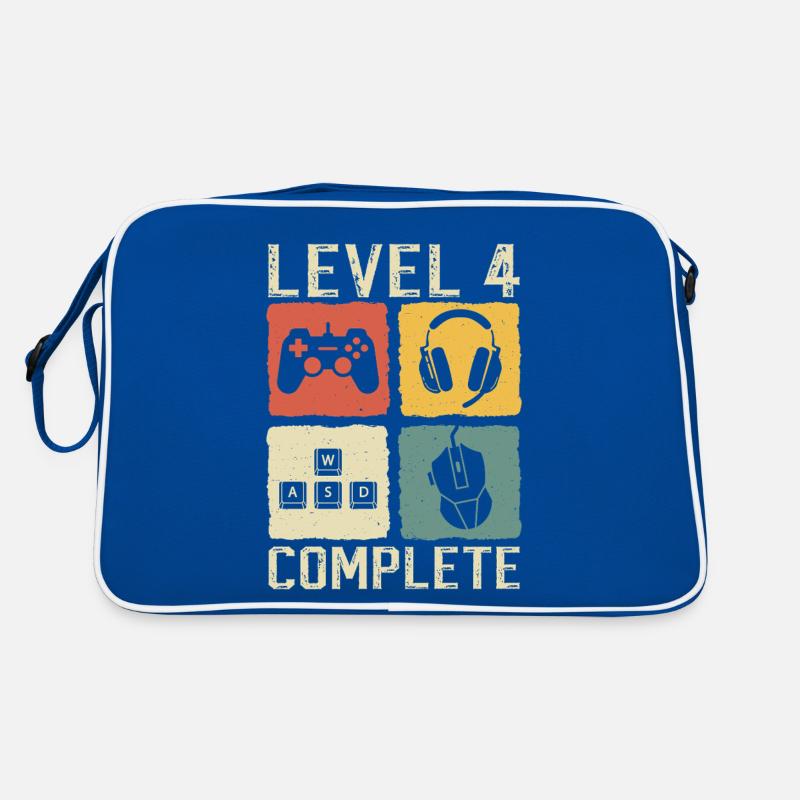 Kinder Level 4 Complete Geburtstag Junge 4 Jahre Retro Tasche