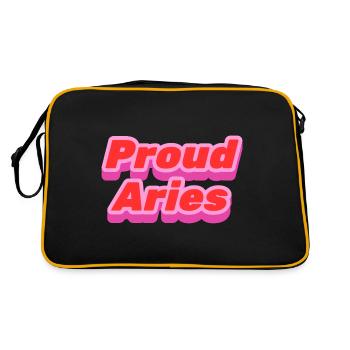 Proud Aries - stolzer Widder - Retro Tasche - Schwarz/Gold - Hinten