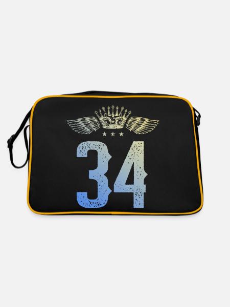 34 Zahl Krone - Retro Tasche - Schwarz/Gold - Hinten