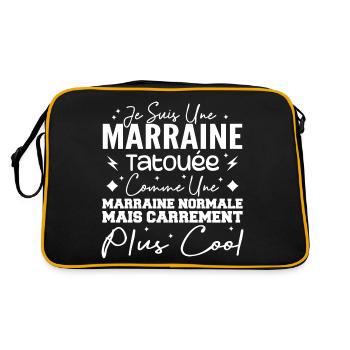 Patentante tätowiert wie eine normale Patentante - Retro Tasche - Schwarz/Gold - Hinten