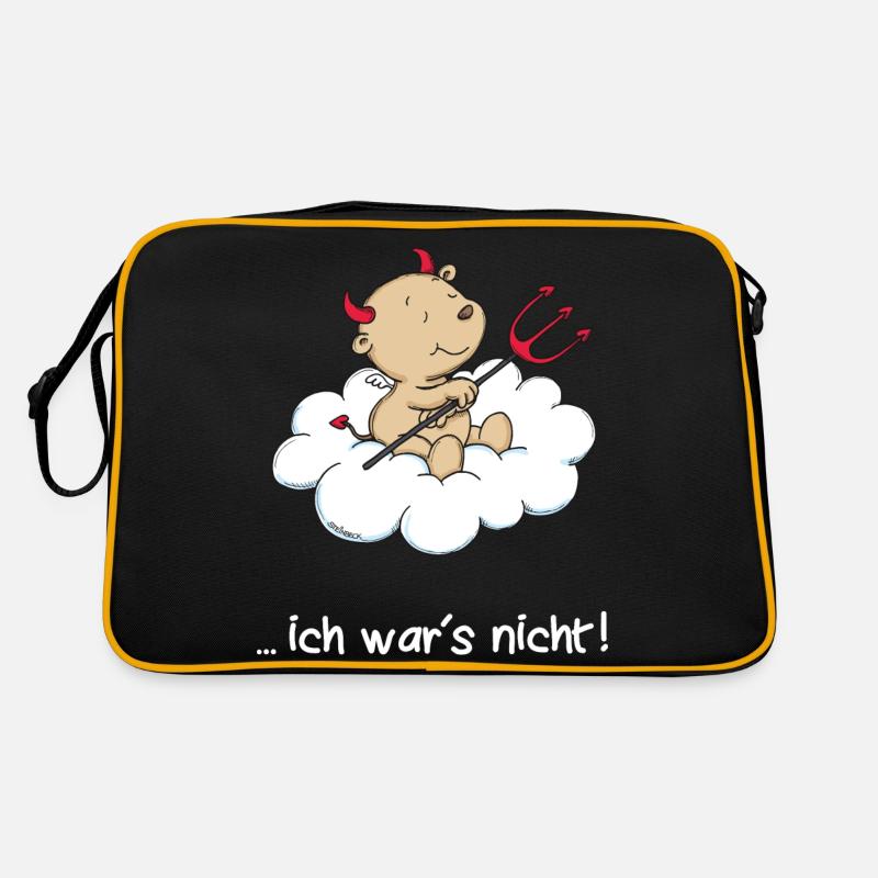 Engel_Teufel ichwarsnicht - Retro Tasche - Schwarz/Gold