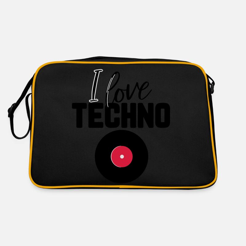 I love Techno - Retro Tasche - Schwarz/Gold