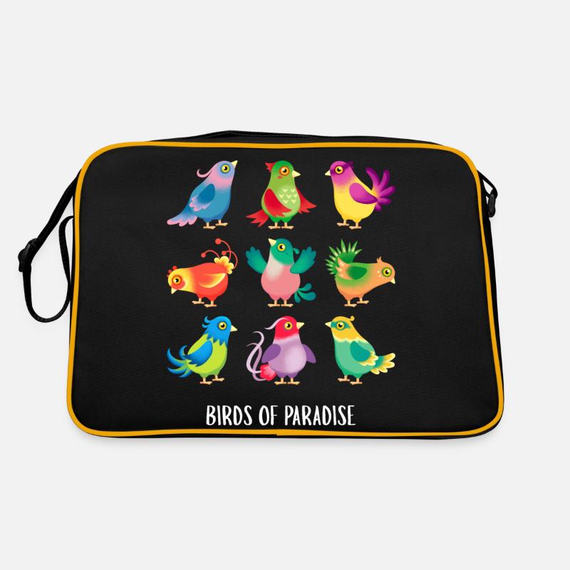 Oiseaux de paradis 2 - Sac Retro - noir/or