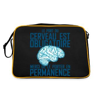 port cerveau obligatoire cervelle humour citation - Sac Retro - noir/or - Dos