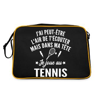 dans ma tête je joue au tennis - humour tennis - Sac Retro - noir/or - Dos