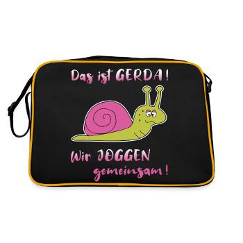 Joggen Sport Laufen Langsame Schnecke Lustig - Retro Tasche - Schwarz/Gold - Hinten