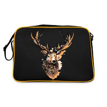 Grosser stolzer Hirsch - Retro Tasche - Schwarz/Gold - Hinten