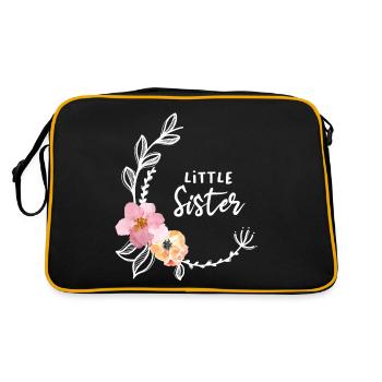 Blumenranke Kleine Schwester - Retro Tasche - Schwarz/Gold - Hinten