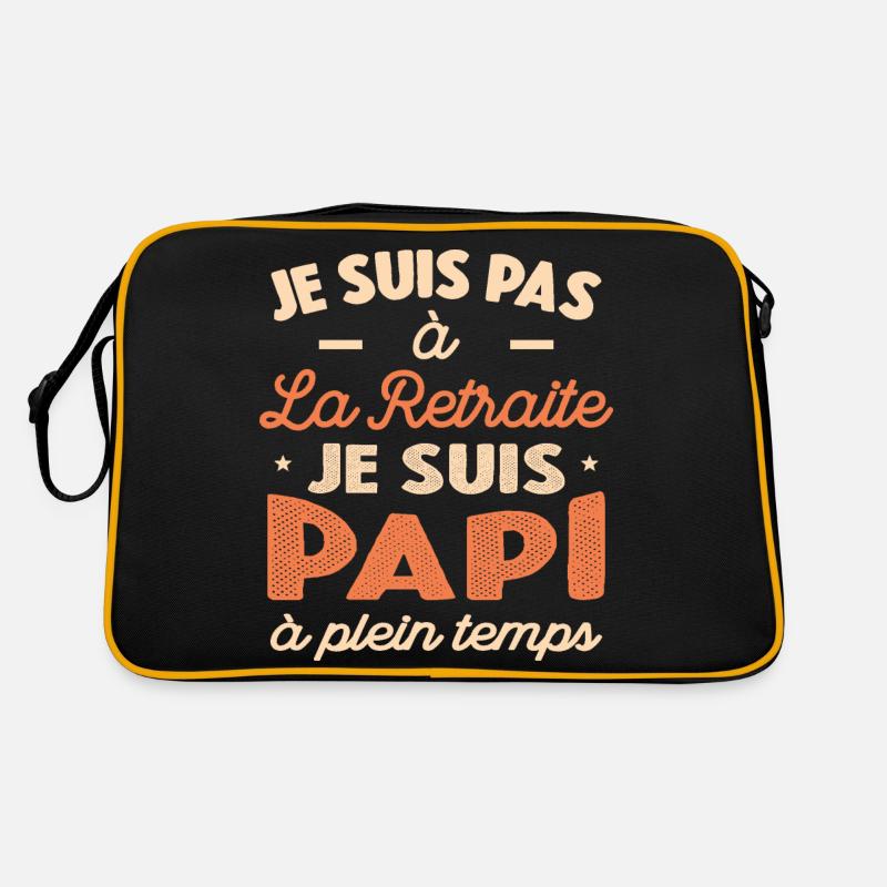 Je Suis Pas À La Retraite, Suis Papi À Plein Temps - Sac Retro - noir/or