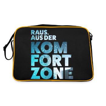 Raus aus der Komfortzone - Retro Tasche - Schwarz/Gold - Hinten