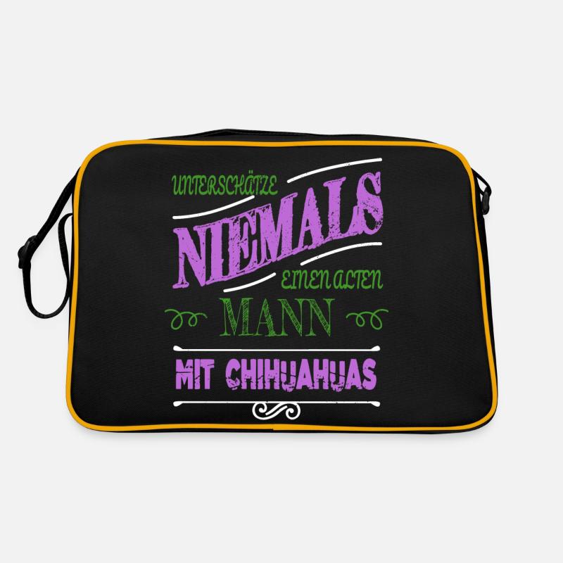 hunderasse hundehalter alter mann großvater opa Retro Tasche