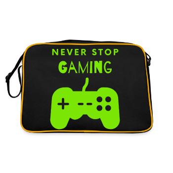 Never stop gaming - Retro Tasche - Schwarz/Gold - Hinten