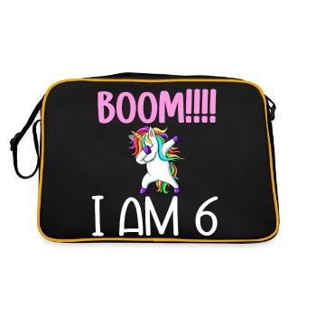 Dabbing birthday unicorn for kid 6 years old girl - Sac Retro - noir/or - Dos
