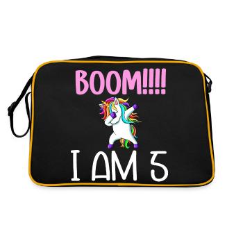 Dabbing birthday unicorn for kid 5 years old girl - Sac Retro - noir/or - Dos