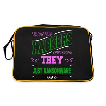 anonymous mask funny hacking coding but i do - Retro Tasche - Schwarz/Gold - Hinten