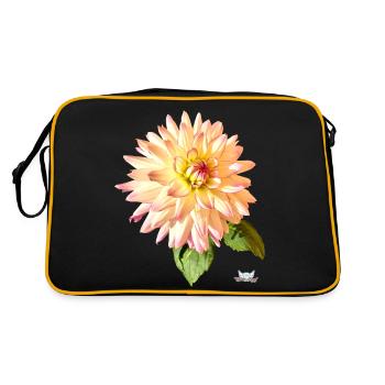 Fleurs de chrysanthèmes blanc jaunâtre avec un bord violet - Sac Retro - noir/or - Dos