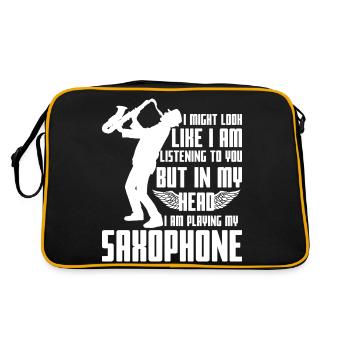 Saxophon Spruch - Retro Tasche - Schwarz/Gold - Hinten