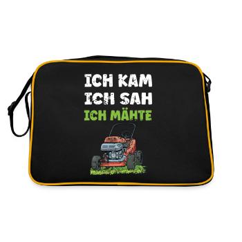 Rasen und Gartenarbeit Rasentraktor Gartenfreunde - Retro Tasche - Schwarz/Gold - Hinten