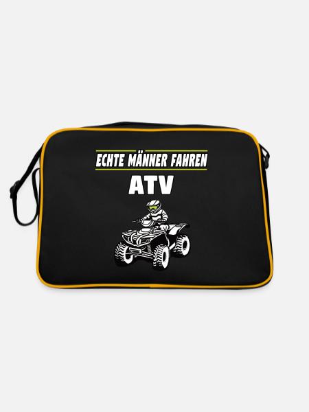 Echte Männer fahren ATV - Offroad Motorsport - Retro Tasche - Schwarz/Gold - Hinten