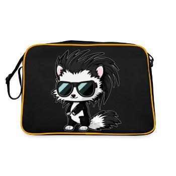 Stinktier Säugetier ind schwarz weiß und cool - Retro Tasche - Schwarz/Gold - Hinten