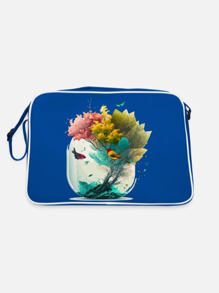 Der Miniaturwald - Retro Tasche - Blau/Weiß - Hinten