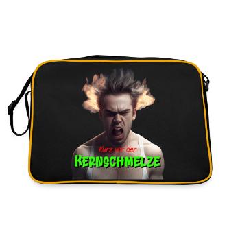 Kurz vor der Kernschmelze Geschenk - Retro Tasche - Schwarz/Gold - Hinten