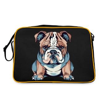 Französische Bulldogge - Retro Tasche - Schwarz/Gold - Hinten