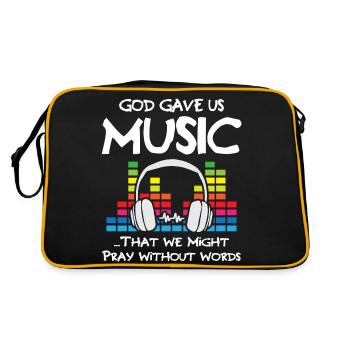 God Gave Us Music Pray Without Words - Retro Tasche - Schwarz/Gold - Hinten