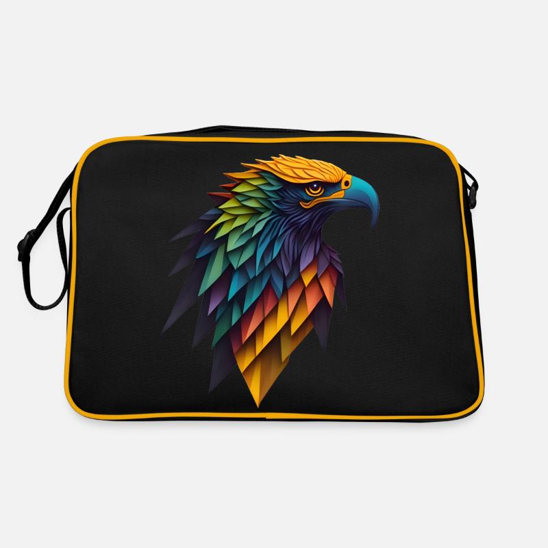 Colourful Geometric Head of an Eagle Retro Bag