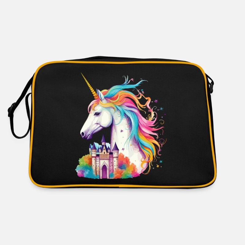 Unicorn Rainbow Castle Colorful Magic Fantasy Retro Bag