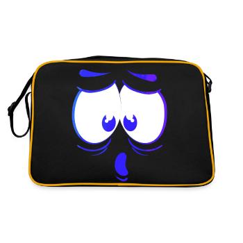 verrücktes gesicht glückliche karikatur glückliches gesicht karikatur - Retro Tasche - Schwarz/Gold - Hinten