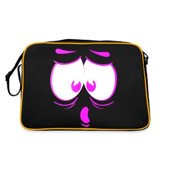 verrücktes gesicht glückliche karikatur glückliches gesicht karikatur - Retro Tasche - Schwarz/Gold - Hinten
