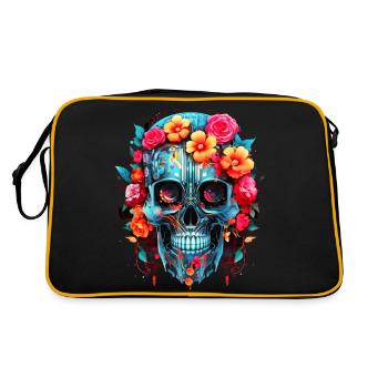 Cyborg Skull Robot Android Sugar Skull - Retro Bag - black/gold - Back