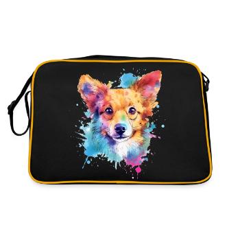 Ein farbenfroher Hund im Watercolor Style - Retro Tasche - Schwarz/Gold - Hinten