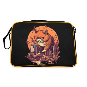 Le chat Kaiju détruit la ville, le chat exotique à poil court - Sac Retro - noir/or - Dos
