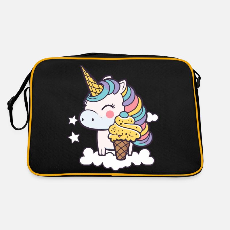Licorne de crème glacée - Sac Retro - noir/or