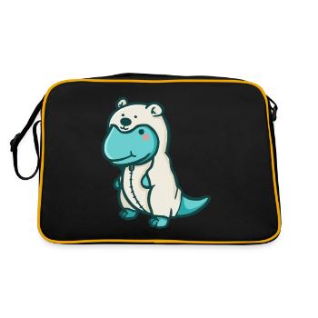 Hugadino Dino en pyjama d’ours polaire, mignon dinosaure - Sac Retro - noir/or - Dos