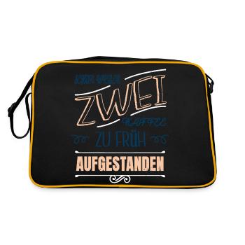 kaffeesatz lustiger spruch müdigkeit arabica zitat - Retro Tasche - Schwarz/Gold - Hinten