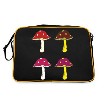 Fly agarics colorful - Retro Bag - black/gold - Back