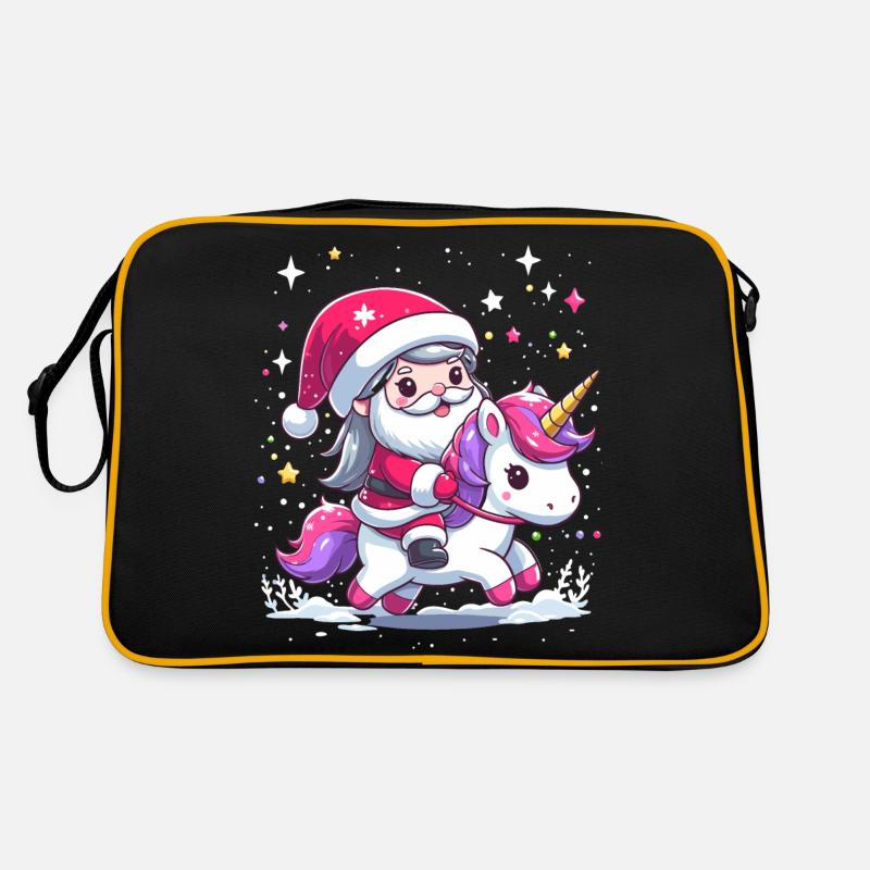 Weihnachtsmann und Einhorn Retro Tasche
