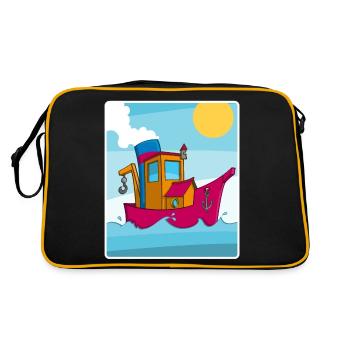 Image colorée d’un remorqueur amusant - Sac Retro - noir/or - Dos