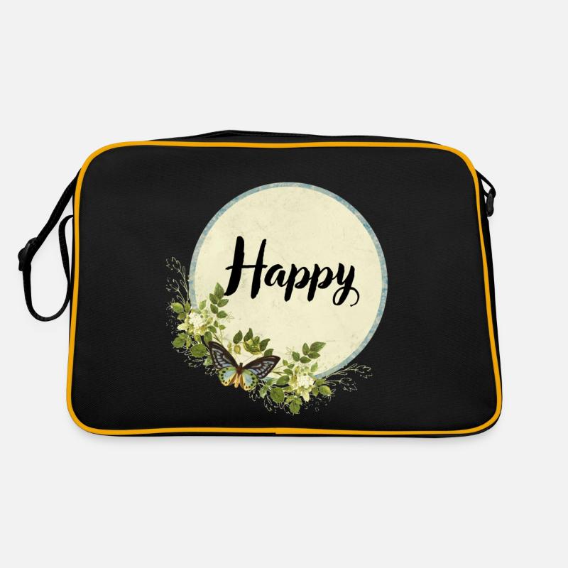 Papillon heureux - Sac Retro - noir/or