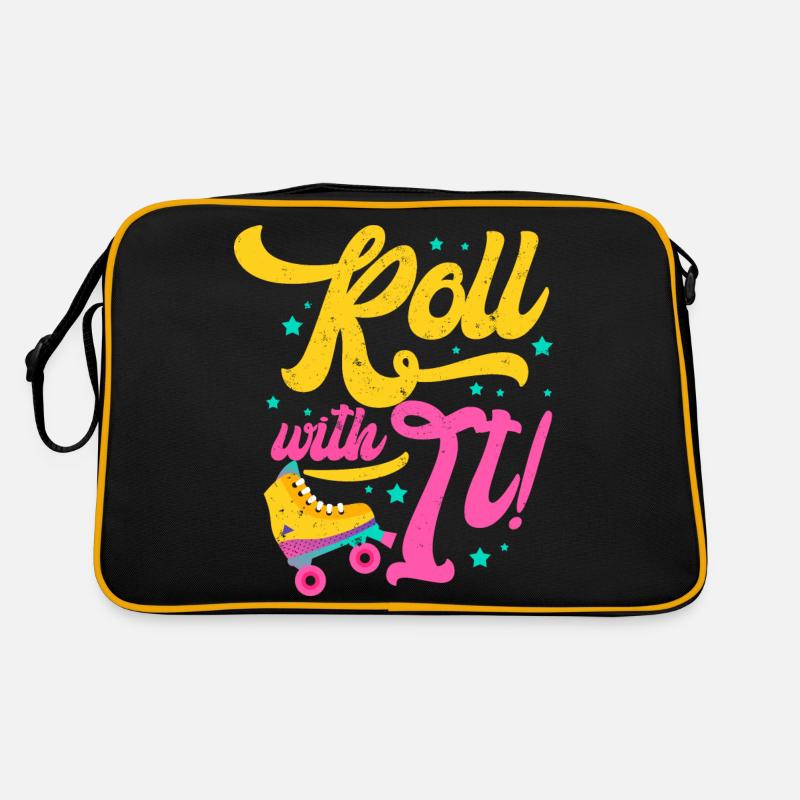 Roll With It 70's 80's 90's Skater Rollerblading Retro Tasche