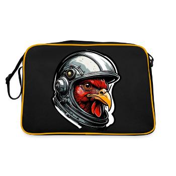 Astronaute / Espace / Animal / Coq / Vaisseau spatial - Sac Retro - noir/or - Dos